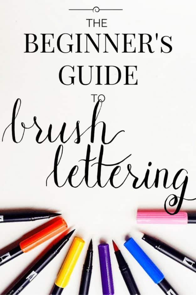 Brush Lettering Tutorials - Beginner's Guide To Brush Lettering - Simple and Fun Calligraphy Tutorial Videos - How To Paint the Alphabet in Calligraphy Handwriting with Pens, Watercolors, Adobe Illustrator and Sharpie 