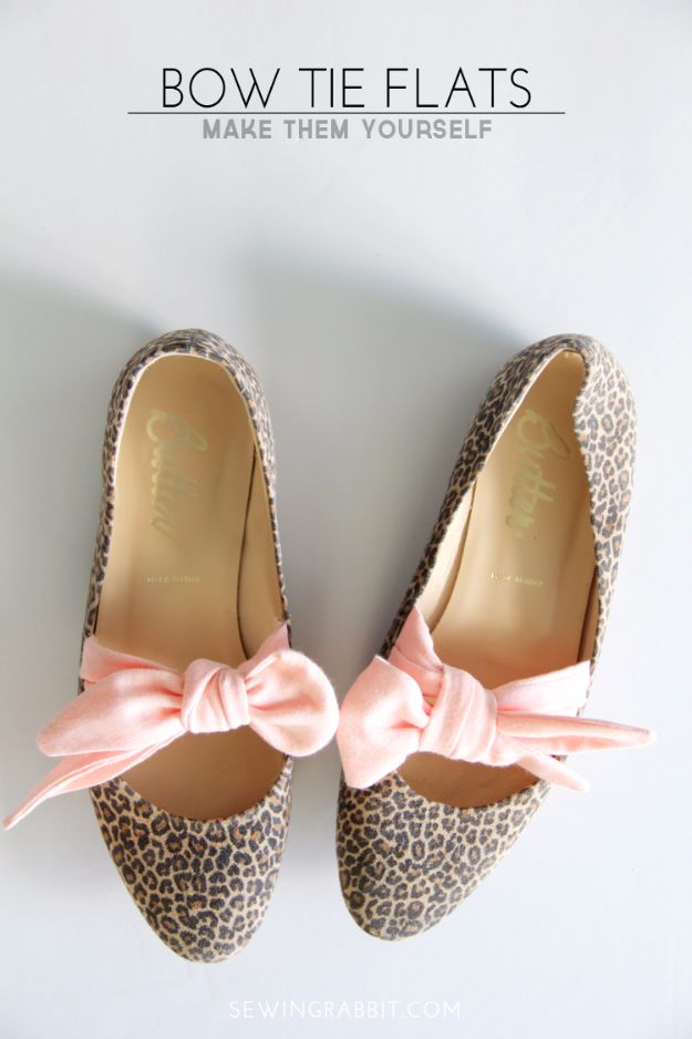 DIY Fashion for Spring - Bow Tie Flats DIY - Easy Homemade Clothing Tutorials and Things To Make To Wear - Cute Patterns and Projects for Women to Make, T-Shirts, Skirts, Dresses, Shorts and Ideas for Jeans and Pants - Tops, Tanks and Tees With Free Tutorial Ideas and Instructions http://diyjoy.com/fashion-for-spring