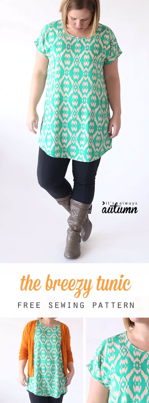 DIY Fashion for Spring - Breezy Tee Tunic - Easy Homemade Clothing Tutorials and Things To Make To Wear - Cute Patterns and Projects for Women to Make, T-Shirts, Skirts, Dresses, Shorts and Ideas for Jeans and Pants - Tops, Tanks and Tees With Free Tutorial Ideas and Instructions http://diyjoy.com/fashion-for-spring