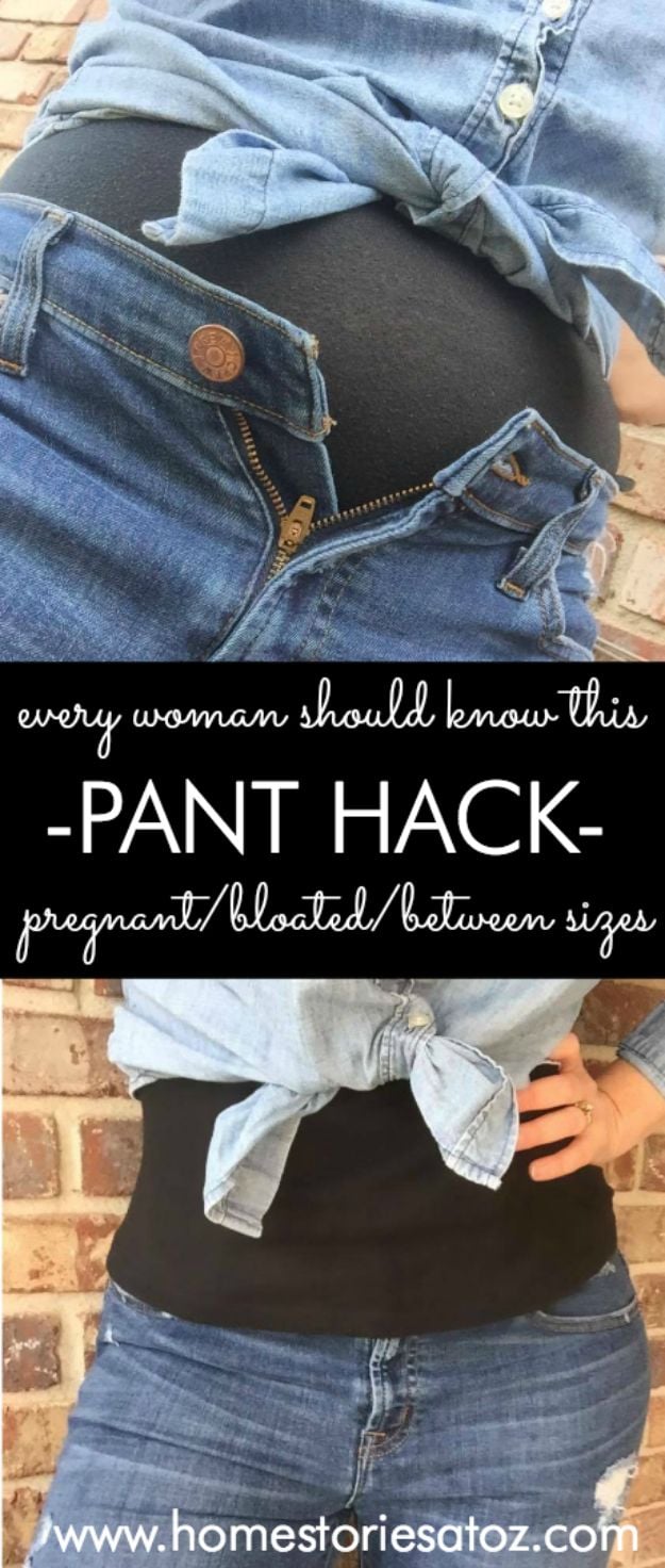 Clothes Hacks - Buttoning Tight Pants - DIY Fashion Ideas For Women and For Every Girl - Easy No Sew Hacks for Men's Shirts - Washing Machines Tips For Teens - How To Make Jeans For Fat People - Storage Tips and Videos for Room Decor http://diyjoy.com/diy-clothes-hacks
