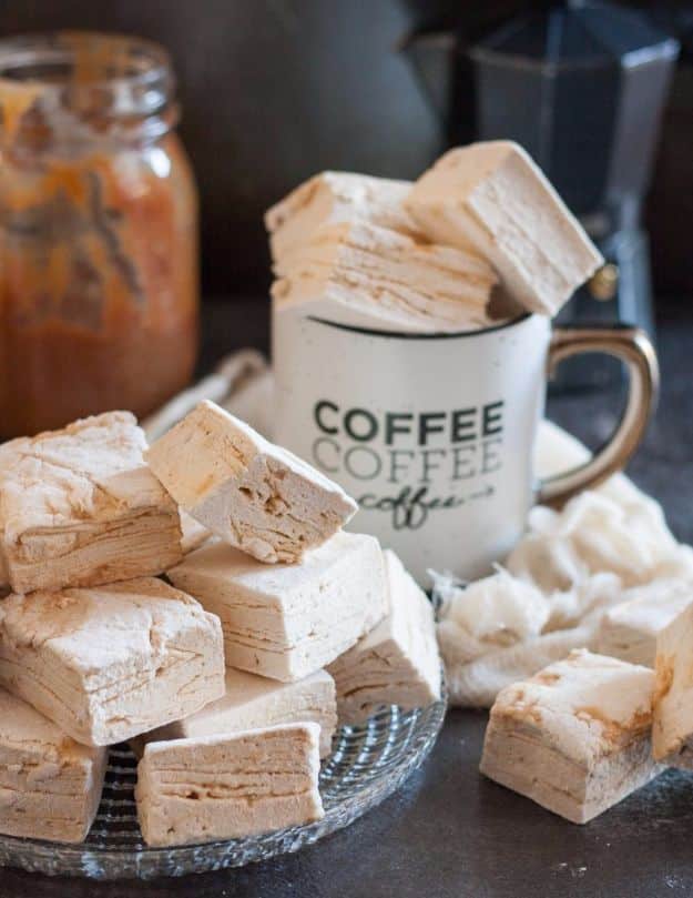 DIY Ideas for The Coffee Lover - Caramel Latte Marshmallows - Easy and Cool Gift Ideas for People Who Love Coffee Drinks - Coaster, Cups and Mugs, Tumblers, Canisters and Do It Yourself Gift Ideas - Gift Jars and Baskets, Fun Presents to Make for Mom, Dad and Friends http://diyjoy.com/diy-ideas-coffee-lover
