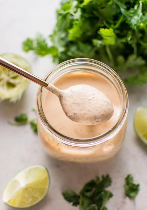 Salad Dressing Recipes - Chipotle Cilantro Lime Ranch Dressing - Healthy, Low Calorie and Easy Recipes for Creamy Homeade Dressings - How To Make Vinaigrette, Mango, Greek, Paleo, Balsamic, Ranch, and Italian Copycat Dressings 