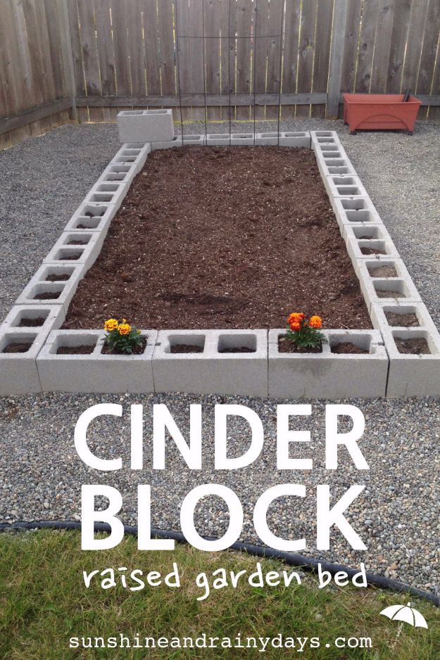 DIY Garden Beds - Cinder Block Raised Garden Bed - Easy Gardening Ideas for Raised Beds and Planter Boxes - Free Plans, Tutorials and Step by Step Tutorials for Building and Landscaping Projects - Update Your Backyard and Gardens With These Cheap Do It Yourself Ideas 
