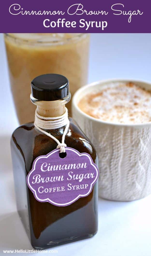 DIY Ideas for The Coffee Lover - Cinnamon Brown Sugar Coffee Syrup - Easy and Cool Gift Ideas for People Who Love Coffee Drinks - Coaster, Cups and Mugs, Tumblers, Canisters and Do It Yourself Gift Ideas - Gift Jars and Baskets, Fun Presents to Make for Mom, Dad and Friends http://diyjoy.com/diy-ideas-coffee-lover
