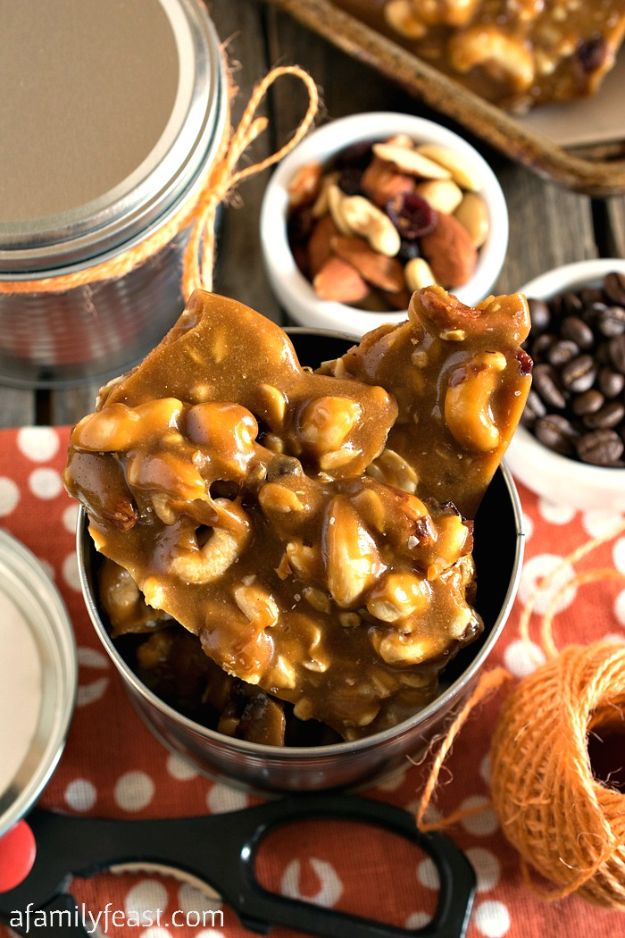 DIY Ideas for The Coffee Lover - Coffee Nut Brittle - Easy and Cool Gift Ideas for People Who Love Coffee Drinks - Coaster, Cups and Mugs, Tumblers, Canisters and Do It Yourself Gift Ideas - Gift Jars and Baskets, Fun Presents to Make for Mom, Dad and Friends http://diyjoy.com/diy-ideas-coffee-lover