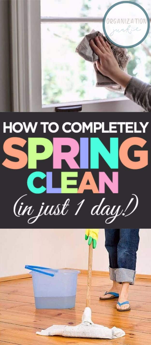 Best Spring Cleaning Ideas - Completely Spring Clean In One Day - Easy Cleaning Tips For Home - DIY Cleaning Hacks and Product Recipes - Tips and Tricks for Cleaning the Bathroom, Kitchen, Floors and Countertops - Cheap Solutions for A Clean House #springcleaning