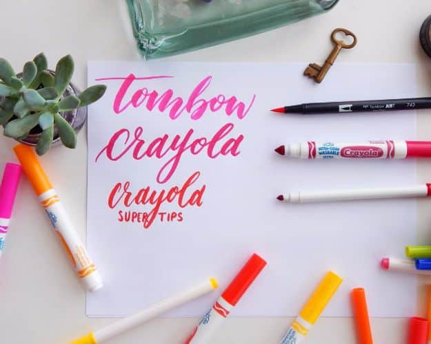 Brush Lettering Tutorials - Crayola Markers Modern Brush Lettering - Simple and Fun Calligraphy Tutorial Videos - How To Paint the Alphabet in Calligraphy Handwriting with Pens, Watercolors, Adobe Illustrator and Sharpie 