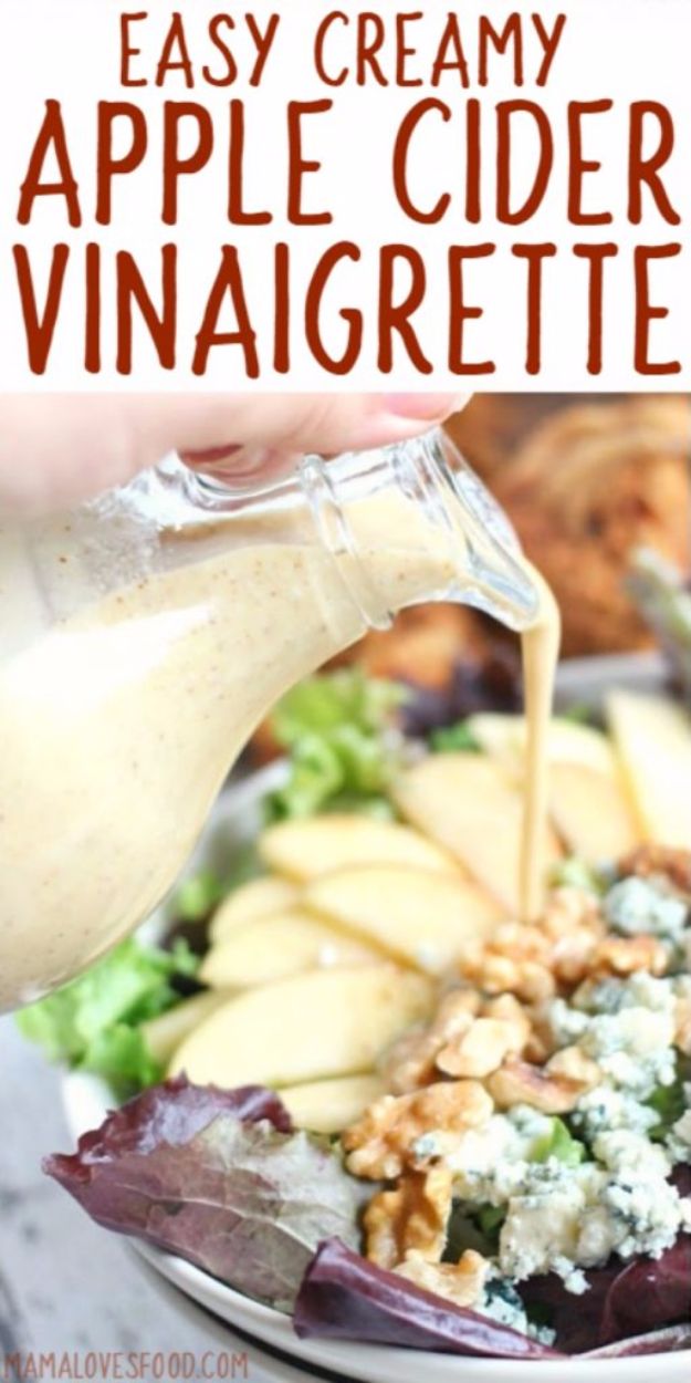 Salad Dressing Recipes - Creamy Apple Cider Vinaigrette Dressing - Healthy, Low Calorie and Easy Recipes for Creamy Homeade Dressings - How To Make Vinaigrette, Mango, Greek, Paleo, Balsamic, Ranch, and Italian Copycat Dressings 