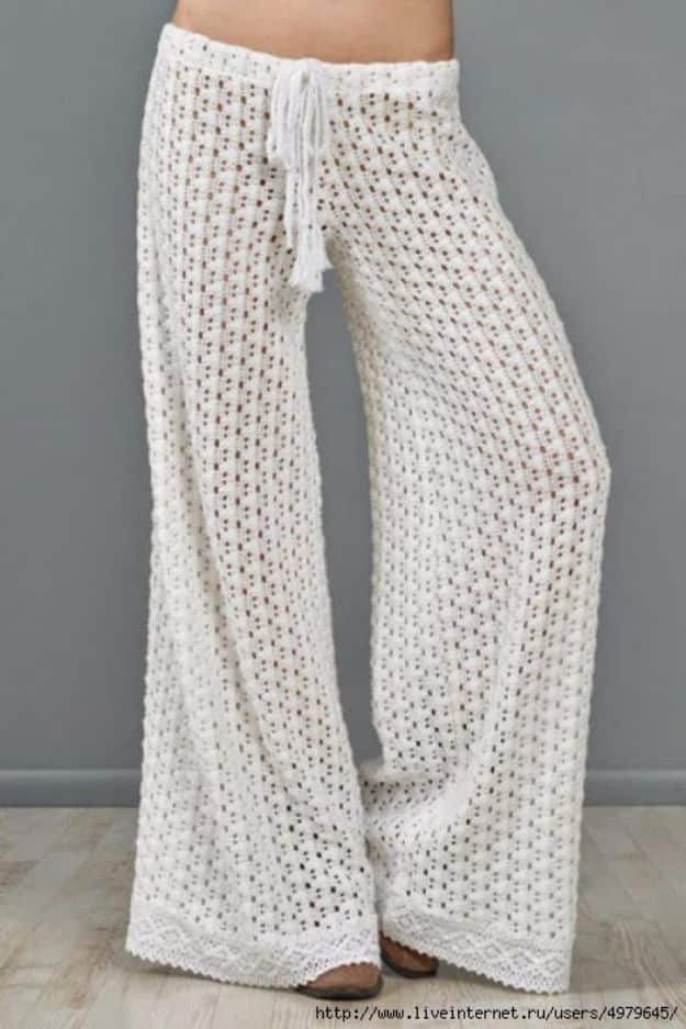 DIY Fashion for Spring - Crochet Pants - Easy Homemade Clothing Tutorials and Things To Make To Wear - Cute Patterns and Projects for Women to Make, T-Shirts, Skirts, Dresses, Shorts and Ideas for Jeans and Pants - Tops, Tanks and Tees With Free Tutorial Ideas and Instructions http://diyjoy.com/fashion-for-spring