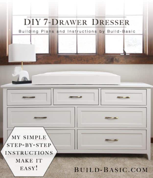 DIY Dressers - DIY 7-Drawer Dresser - Simple DIY Dresser Ideas - Easy Dresser Upgrades and Makeovers to Create Cool Bedroom Decor On A Budget- Do It Yourself Tutorials and Instructions for Decorating Cheap Furniture - Crafts for Women, Men and Teens http://diyjoy.com/diy-dresser-ideas