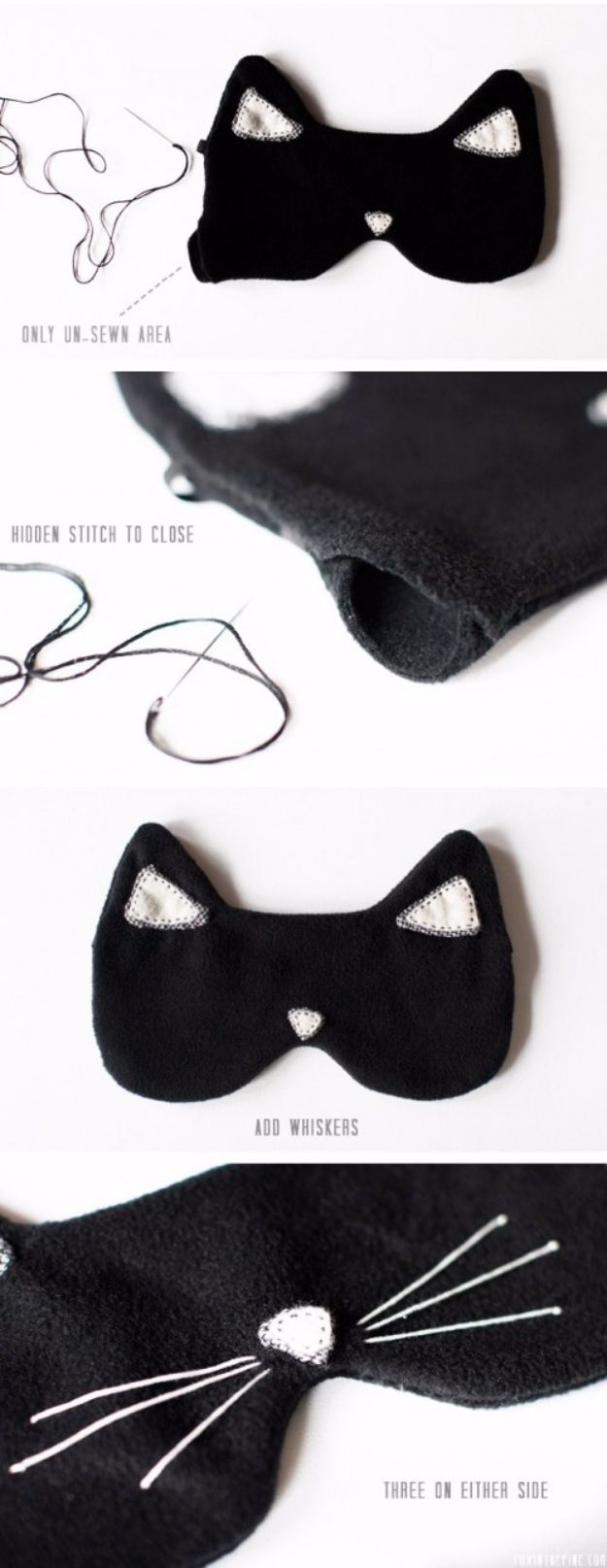 DIY Sleep Masks - DIY Cat Eye Mask For A Comfortable Sleep - Cute and Easy Ideas for Making a Homemade Sleep Mask - Best DIY Gift Ideas for Her - Cool Crafts To Make and Sell On Etsy - Creative Presents for Girls, Women and Teens - Do It Yourself Sleeping With Words, Accents and Fun Accessories for Relaxing   #diy #diygifts