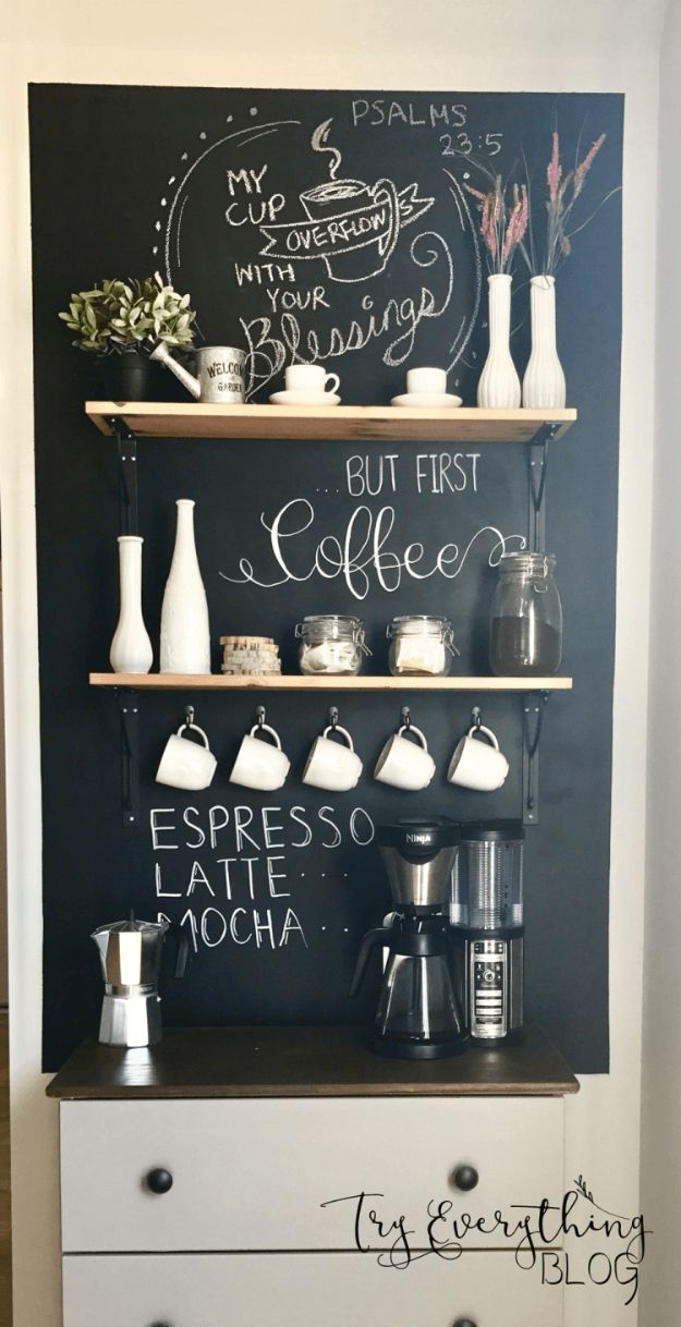 DIY Ideas for The Coffee Lover - DIY Coffee Bar - Easy and Cool Gift Ideas for People Who Love Coffee Drinks - Coaster, Cups and Mugs, Tumblers, Canisters and Do It Yourself Gift Ideas - Gift Jars and Baskets, Fun Presents to Make for Mom, Dad and Friends http://diyjoy.com/diy-ideas-coffee-lover