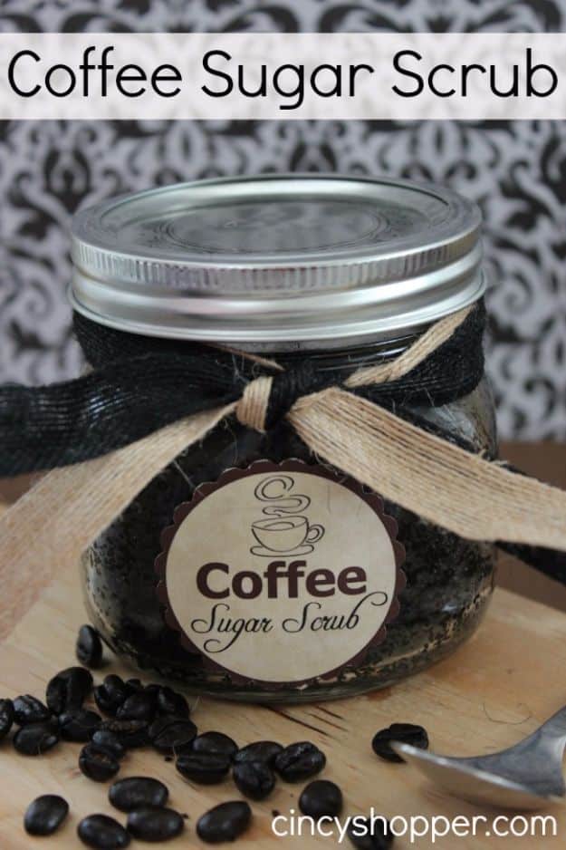 DIY Ideas for The Coffee Lover - DIY Coffee Sugar Scrub - Easy and Cool Gift Ideas for People Who Love Coffee Drinks - Coaster, Cups and Mugs, Tumblers, Canisters and Do It Yourself Gift Ideas - Gift Jars and Baskets, Fun Presents to Make for Mom, Dad and Friends http://diyjoy.com/diy-ideas-coffee-lover
