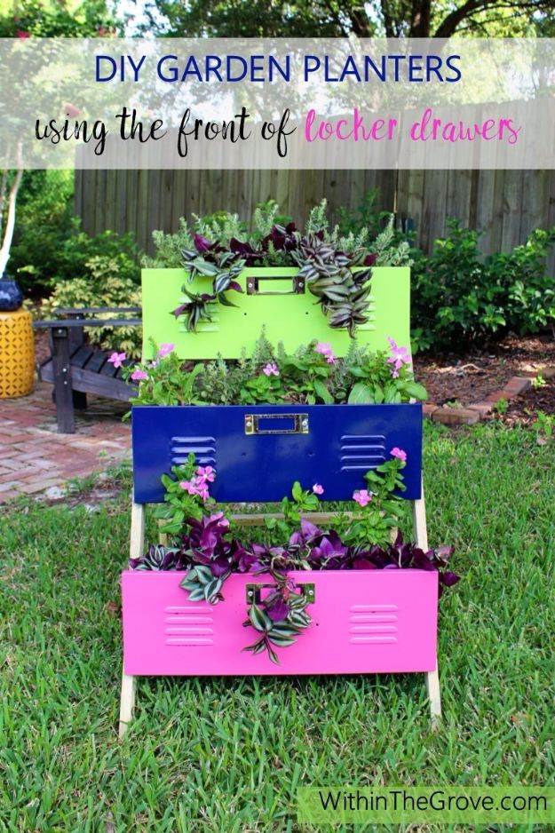 DIY Outdoor Planters - DIY Garden Planters Using The Front Of Locker Drawers - Easy Planter Ideas to Make for The Porch, Pation and Backyard - Your Plants Will Love These DIY Plant Holders, Potting Ideas and Planter Boxes - Gardening DIY for Big and Small Plants Outdoors - Concrete, Wood, Cheap, Simple, Modern and Rustic Projects With Step by Step Instructions 