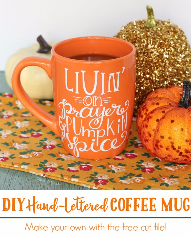 DIY Coffee Mugs - DIY Hand Lettered Coffee Mug - Easy Coffee Mug Ideas for Homemade Gifts and Crafts - Decorate Your Coffee Cups and Tumblers With These Cool Art Ideas - Glitter, Paint, Sharpie Craft, Nail Polish Water Marble and Teen Projects #diygifts #easydiy