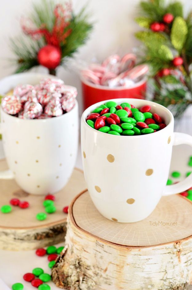 DIY Coffee Mugs - DIY Hand Painted Holiday Mugs - Easy Coffee Mug Ideas for Homemade Gifts and Crafts - Decorate Your Coffee Cups and Tumblers With These Cool Art Ideas - Glitter, Paint, Sharpie Craft, Nail Polish Water Marble and Teen Projects #diygifts #easydiy
