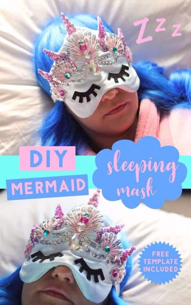DIY Sleep Masks - DIY Mermaid Crown Sleeping Mask - Cute and Easy Ideas for Making a Homemade Sleep Mask - Best DIY Gift Ideas for Her - Cool Crafts To Make and Sell On Etsy - Creative Presents for Girls, Women and Teens - Do It Yourself Sleeping With Words, Accents and Fun Accessories for Relaxing   #diy #diygifts