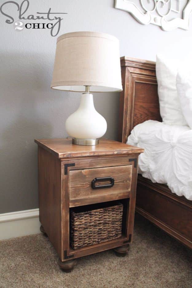 DIY Nightstands for the Bedroom - DIY Nightstand with Bun Feet - Easy Do It Yourself Bedside Tables and Furniture Project Ideas - Thrift Store Makeovers For Your Room and Bed Side Night Stand - Storage for Books and Remotes, Cute Shabby Chic and Vintage Decor - Step by Step Tutorials and Instructions http://diyjoy.com/diy-nightstands-bedroom