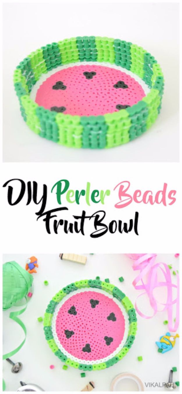 DIY Ideas With Beads - DIY Perler Beads Fruit Bowl - Cool Crafts and Do It Yourself Ideas Made With Beads - Outdoor Windchimes, Indoor Wall Art, Cute and Easy DIY Gifts - Fun Projects for Kids, Adults and Teens - Bead Project Tutorials With Step by Step Instructions - Best Crafts To Make and Sell on Etsy 