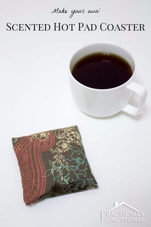 DIY Ideas for The Coffee Lover - DIY Scented Hot Pad Coaster - Easy and Cool Gift Ideas for People Who Love Coffee Drinks - Coaster, Cups and Mugs, Tumblers, Canisters and Do It Yourself Gift Ideas - Gift Jars and Baskets, Fun Presents to Make for Mom, Dad and Friends http://diyjoy.com/diy-ideas-coffee-lover