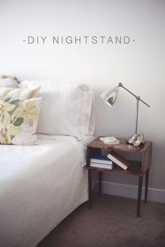 DIY Nightstands for the Bedroom - DIY Stylish Nightstand - Easy Do It Yourself Bedside Tables and Furniture Project Ideas - Thrift Store Makeovers For Your Room and Bed Side Night Stand - Storage for Books and Remotes, Cute Shabby Chic and Vintage Decor - Step by Step Tutorials and Instructions http://diyjoy.com/diy-nightstands-bedroom