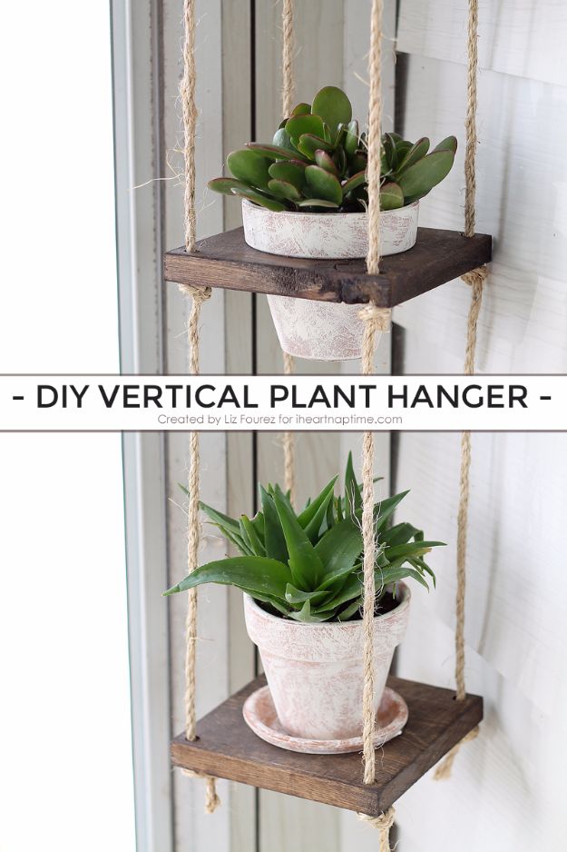 DIY Outdoor Planters - DIY Vertical Plant Hanger - Easy Planter Ideas to Make for The Porch, Pation and Backyard - Your Plants Will Love These DIY Plant Holders, Potting Ideas and Planter Boxes - Gardening DIY for Big and Small Plants Outdoors - Concrete, Wood, Cheap, Simple, Modern and Rustic Projects With Step by Step Instructions 
