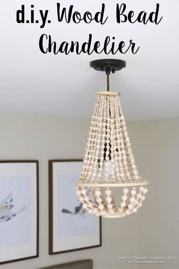 DIY Ideas With Beads - DIY Wood Bead Chandelier - Cool Crafts and Do It Yourself Ideas Made With Beads - Outdoor Windchimes, Indoor Wall Art, Cute and Easy DIY Gifts - Fun Projects for Kids, Adults and Teens - Bead Project Tutorials With Step by Step Instructions - Best Crafts To Make and Sell on Etsy 