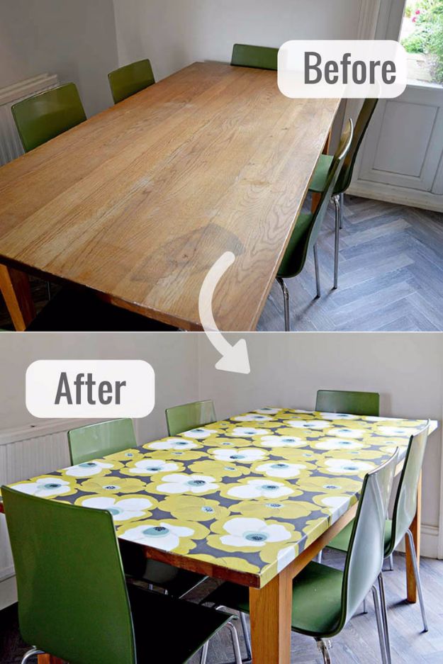DIY Ideas for Wallpaper Scraps - Decoupage Furniture With Wallpaper - Cute Projects and Easy DIY Gift Ideas to Make With Leftover Wall Paper - Fun Home Decor, Homemade Wall Art Idea Tutorials, Creative Ways to Use Old Wallpapers - Cool Crafts for Men, Women and Teens http://diyjoy.com/diy-ideas-wallpaper-scraps