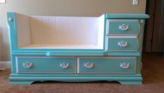 DIY Dressers - Dresser Bench - Simple DIY Dresser Ideas - Easy Dresser Upgrades and Makeovers to Create Cool Bedroom Decor On A Budget- Do It Yourself Tutorials and Instructions for Decorating Cheap Furniture - Crafts for Women, Men and Teens http://diyjoy.com/diy-dresser-ideas