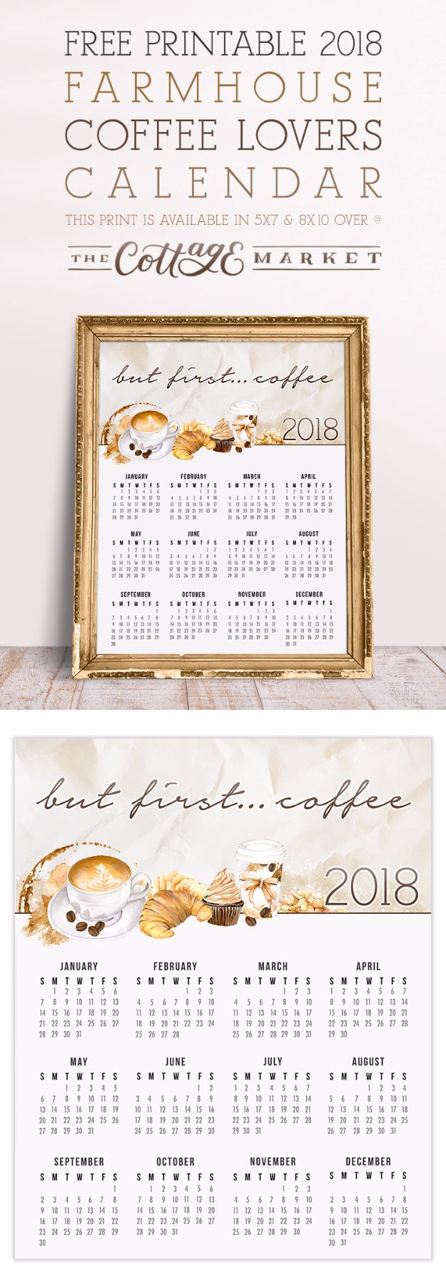 DIY Ideas for The Coffee Lover - Farmhouse Coffee Lover Calendar Free Printable - Easy and Cool Gift Ideas for People Who Love Coffee Drinks - Coaster, Cups and Mugs, Tumblers, Canisters and Do It Yourself Gift Ideas - Gift Jars and Baskets, Fun Presents to Make for Mom, Dad and Friends http://diyjoy.com/diy-ideas-coffee-lover