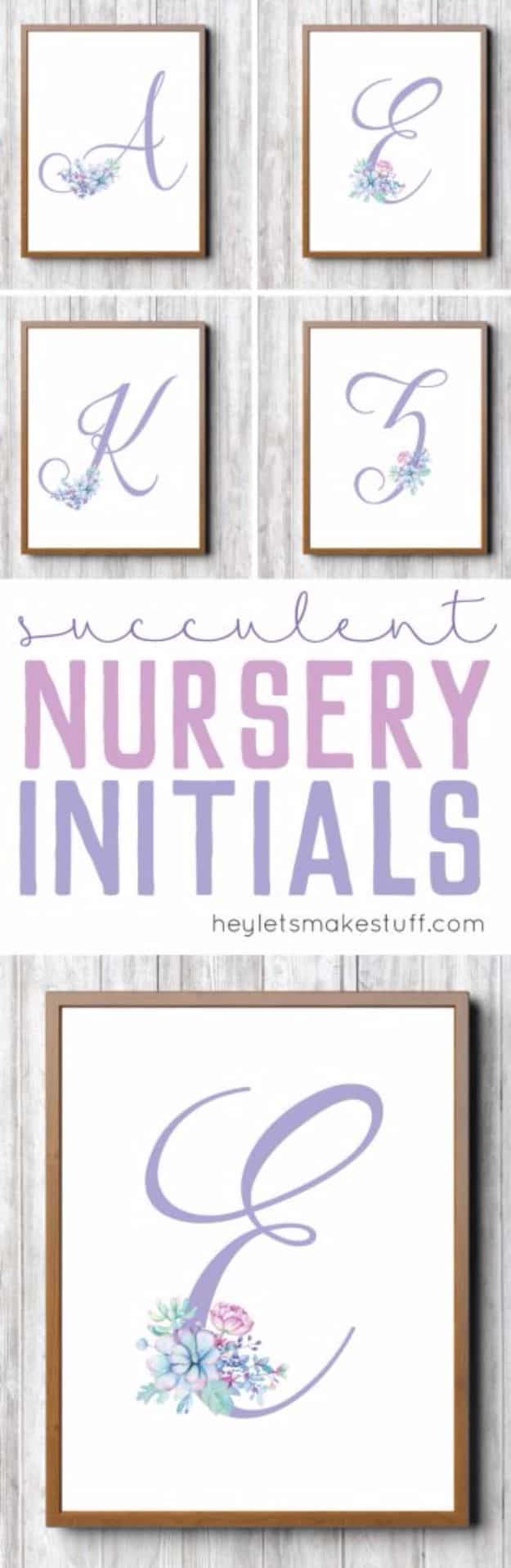 Best Free Printables for Crafts - Free Printable Purple Succulent Nursery Initials - Quotes, Templates, Paper Projects and Cards, DIY Gifts Cards, Stickers and Wall Art You Can Print At Home - Use These Fun Do It Yourself Template and Craft Ideas 