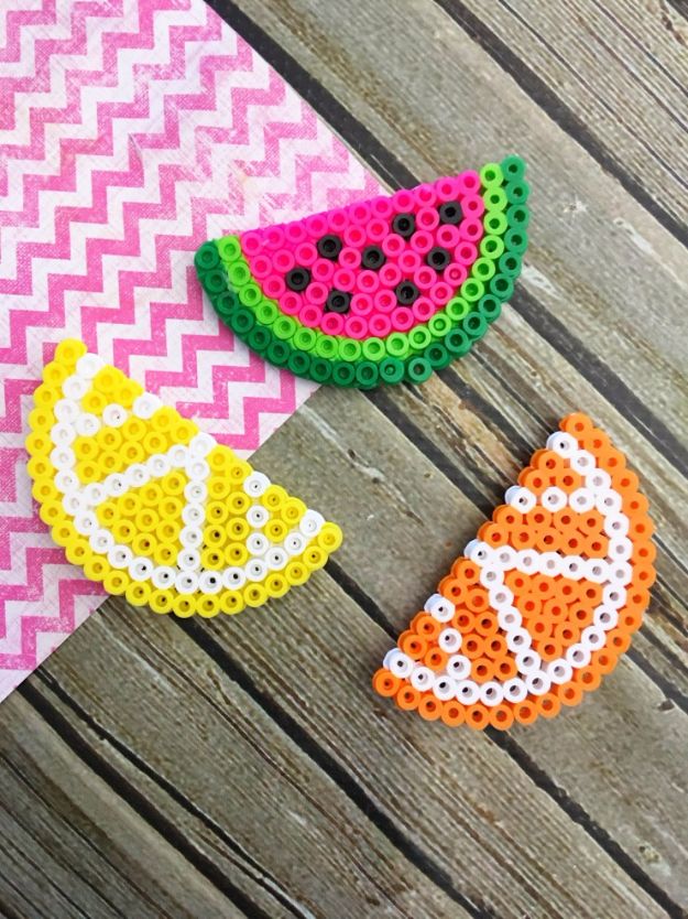 DIY Ideas With Beads - Fruit Perler Bead Magnets - Cool Crafts and Do It Yourself Ideas Made With Beads - Outdoor Windchimes, Indoor Wall Art, Cute and Easy DIY Gifts - Fun Projects for Kids, Adults and Teens - Bead Project Tutorials With Step by Step Instructions - Best Crafts To Make and Sell on Etsy 