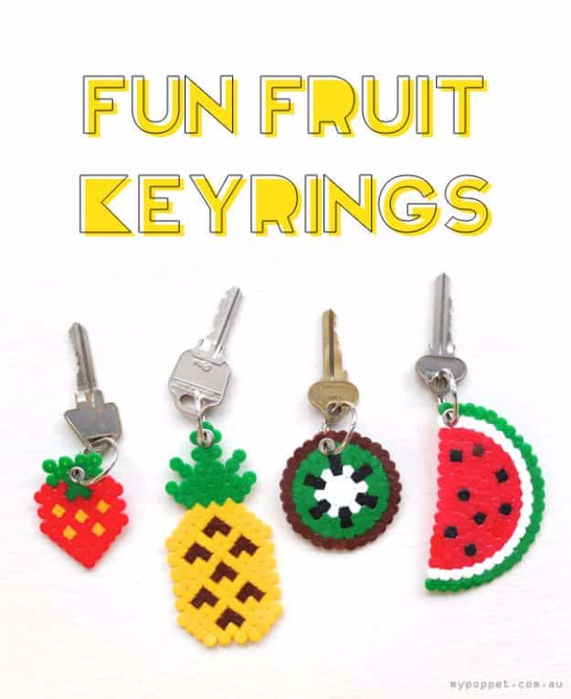 DIY Ideas With Beads - Fun Fruit Keyrings - Cool Crafts and Do It Yourself Ideas Made With Beads - Outdoor Windchimes, Indoor Wall Art, Cute and Easy DIY Gifts - Fun Projects for Kids, Adults and Teens - Bead Project Tutorials With Step by Step Instructions - Best Crafts To Make and Sell on Etsy 