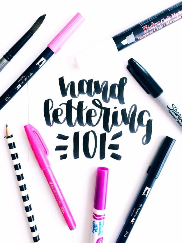 Brush Lettering Tutorials - Hand Lettering 101 - Simple and Fun Calligraphy Tutorial Videos - How To Paint the Alphabet in Calligraphy Handwriting with Pens, Watercolors, Adobe Illustrator and Sharpie 