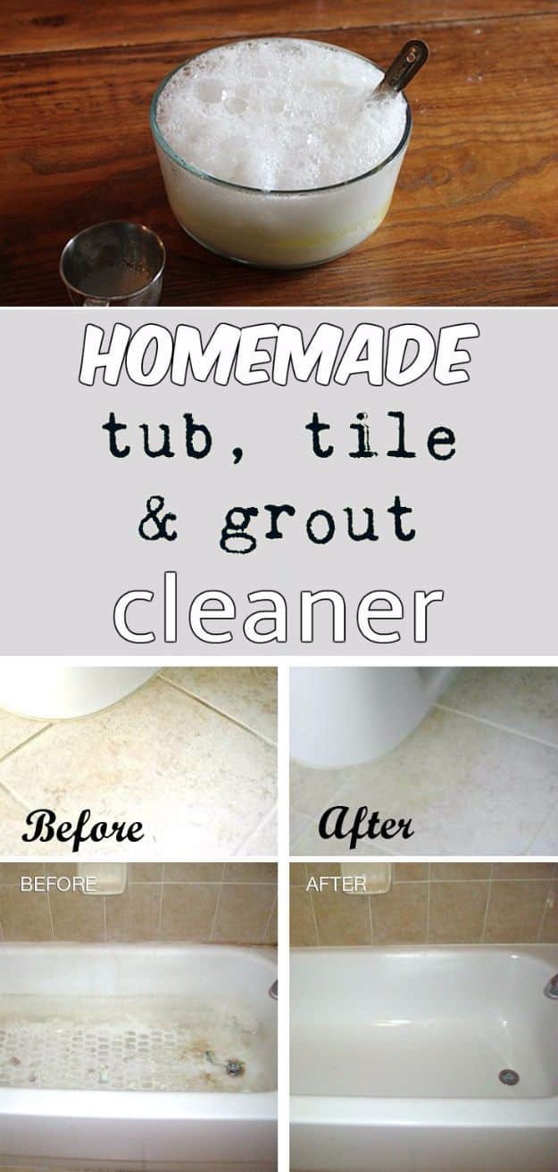 Best Spring Cleaning Ideas - Homemade Tub, Tile And Grout Cleaner - Easy Cleaning Tips For Home - DIY Cleaning Hacks and Product Recipes - Tips and Tricks for Cleaning the Bathroom, Kitchen, Floors and Countertops - Cheap Solutions for A Clean House #springcleaning