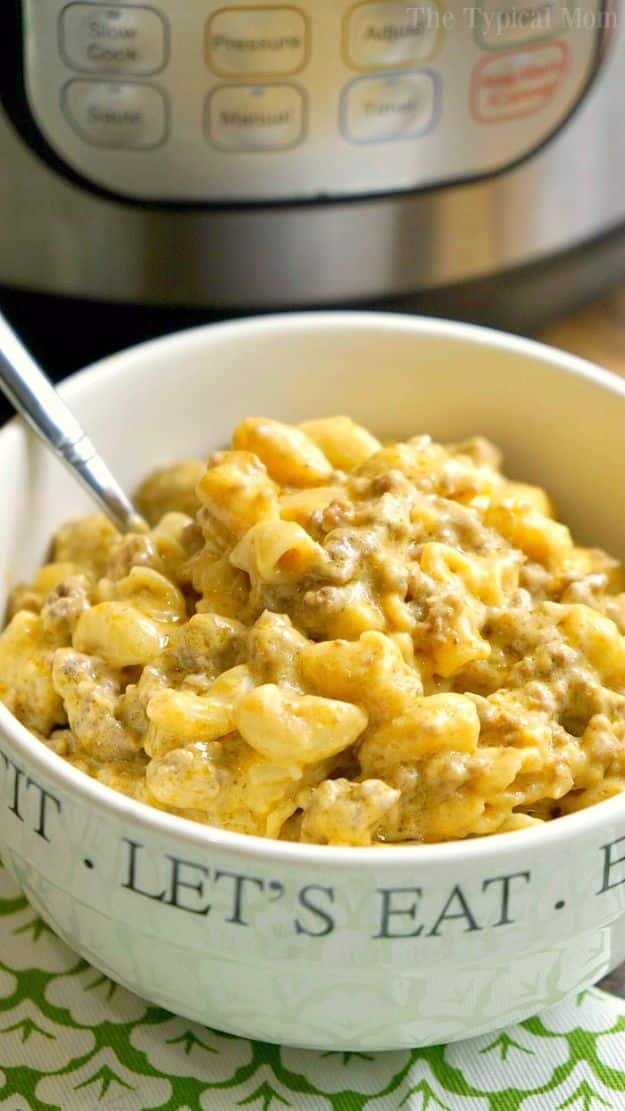 Instant Pot Recipes - Instant Pot Cheeseburger Macaroni - Easy Healthy Family Recipe Ideas for Instant Pot - Chicken, Brisket, Beef, Paleo, Low Carb, Vegetarian, Pork, Keto and Vegan - Pressure Cooking and Pressure Cooker Foods - Breakfast, Lunch and Dinner Ideas work With Weight Watchers and Whole 30 Diets http://diyjoy.com/instant-pot-recipes
