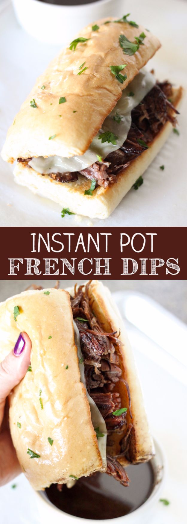 Instant Pot Recipes - Instant Pot Pressure Cooker French Dip Sandwiches - Easy Healthy Family Recipe Ideas for Instant Pot - Chicken, Brisket, Beef, Paleo, Low Carb, Vegetarian, Pork, Keto and Vegan - Pressure Cooking and Pressure Cooker Foods - Breakfast, Lunch and Dinner Ideas work With Weight Watchers and Whole 30 Diets http://diyjoy.com/instant-pot-recipes