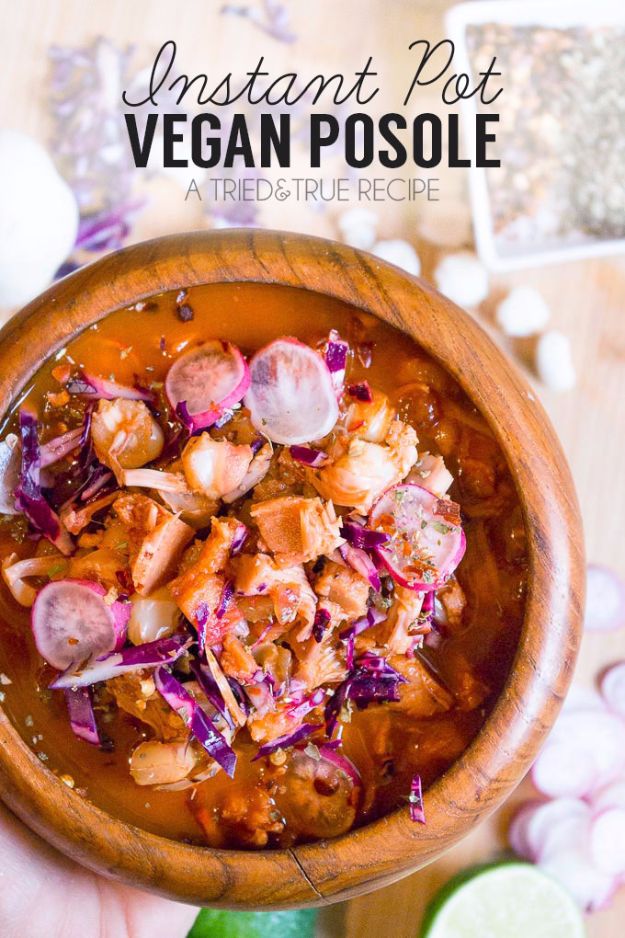 Instant Pot Recipes - Instant Pot Vegan Posole - Easy Healthy Family Recipe Ideas for Instant Pot - Chicken, Brisket, Beef, Paleo, Low Carb, Vegetarian, Pork, Keto and Vegan - Pressure Cooking and Pressure Cooker Foods - Breakfast, Lunch and Dinner Ideas work With Weight Watchers and Whole 30 Diets http://diyjoy.com/instant-pot-recipes
