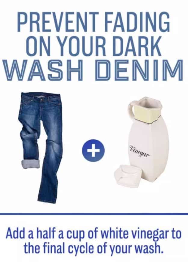 Clothes Hacks - Keep Your Dark Denim Jeans from Bleeding - DIY Fashion Ideas For Women and For Every Girl - Easy No Sew Hacks for Men's Shirts - Washing Machines Tips For Teens - How To Make Jeans For Fat People - Storage Tips and Videos for Room Decor http://diyjoy.com/diy-clothes-hacks