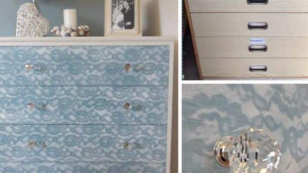 DIY Dressers - Lace Painted Dresser - Simple DIY Dresser Ideas - Easy Dresser Upgrades and Makeovers to Create Cool Bedroom Decor On A Budget- Do It Yourself Tutorials and Instructions for Decorating Cheap Furniture - Crafts for Women, Men and Teens http://diyjoy.com/diy-dresser-ideas