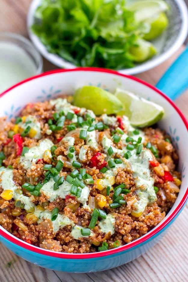 Instant Pot Recipes - Mexican Instant Pot Quinoa With Cilantro & Lime Dressing - Easy Healthy Family Recipe Ideas for Instant Pot - Chicken, Brisket, Beef, Paleo, Low Carb, Vegetarian, Pork, Keto and Vegan - Pressure Cooking and Pressure Cooker Foods - Breakfast, Lunch and Dinner Ideas work With Weight Watchers and Whole 30 Diets http://diyjoy.com/instant-pot-recipes