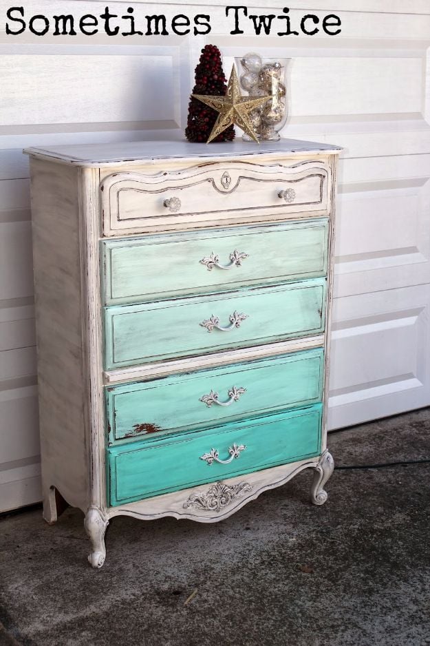 DIY Dressers - Ombre Dresser - Simple DIY Dresser Ideas - Easy Dresser Upgrades and Makeovers to Create Cool Bedroom Decor On A Budget- Do It Yourself Tutorials and Instructions for Decorating Cheap Furniture - Crafts for Women, Men and Teens http://diyjoy.com/diy-dresser-ideas