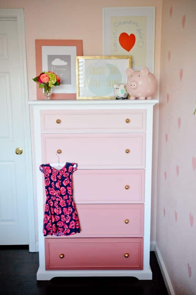 DIY Dressers - Ombre Pink Dresser Masterpiece - Simple DIY Dresser Ideas - Easy Dresser Upgrades and Makeovers to Create Cool Bedroom Decor On A Budget- Do It Yourself Tutorials and Instructions for Decorating Cheap Furniture - Crafts for Women, Men and Teens http://diyjoy.com/diy-dresser-ideas