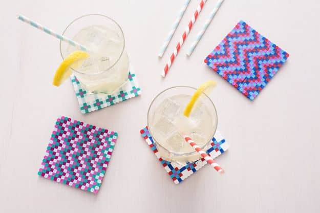 DIY Ideas With Beads - Perler Bead Coaster - Cool Crafts and Do It Yourself Ideas Made With Beads - Outdoor Windchimes, Indoor Wall Art, Cute and Easy DIY Gifts - Fun Projects for Kids, Adults and Teens - Bead Project Tutorials With Step by Step Instructions - Best Crafts To Make and Sell on Etsy 