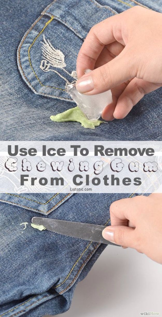 Clothes Hacks - Remove Chewing Gum From Clothes - DIY Fashion Ideas For Women and For Every Girl - Easy No Sew Hacks for Men's Shirts - Washing Machines Tips For Teens - How To Make Jeans For Fat People - Storage Tips and Videos for Room Decor http://diyjoy.com/diy-clothes-hacks
