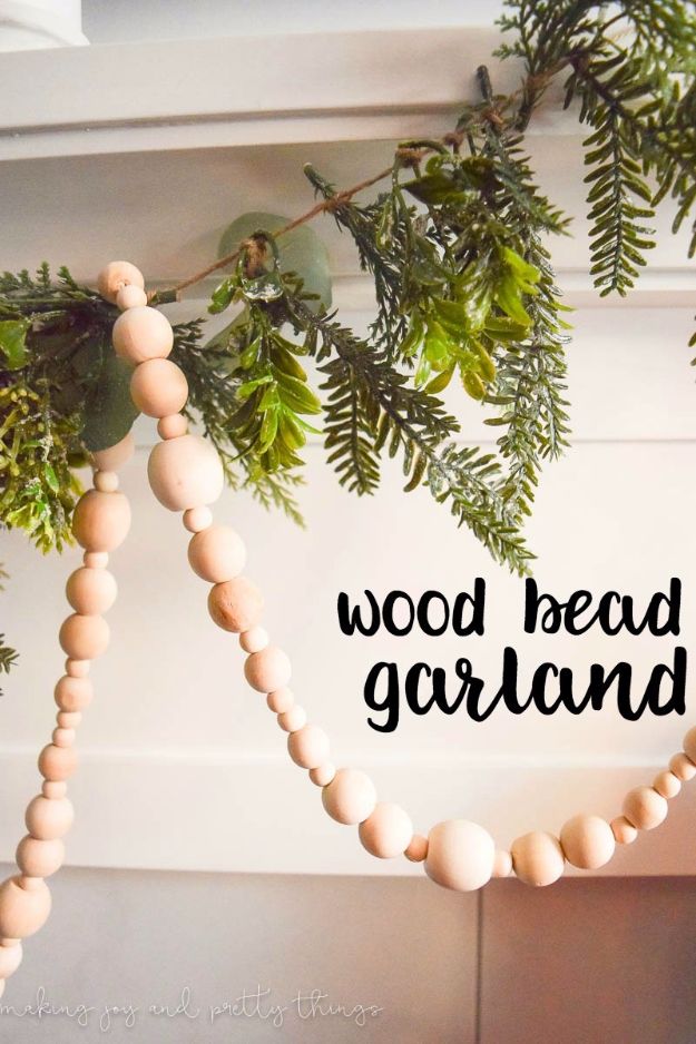 DIY Ideas With Beads - Simple Farmhouse Wood Bead Garland - Cool Crafts and Do It Yourself Ideas Made With Beads - Outdoor Windchimes, Indoor Wall Art, Cute and Easy DIY Gifts - Fun Projects for Kids, Adults and Teens - Bead Project Tutorials With Step by Step Instructions - Best Crafts To Make and Sell on Etsy 