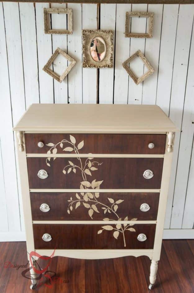 DIY Dressers - Stenciled Wood Dresser - Simple DIY Dresser Ideas - Easy Dresser Upgrades and Makeovers to Create Cool Bedroom Decor On A Budget- Do It Yourself Tutorials and Instructions for Decorating Cheap Furniture - Crafts for Women, Men and Teens http://diyjoy.com/diy-dresser-ideas