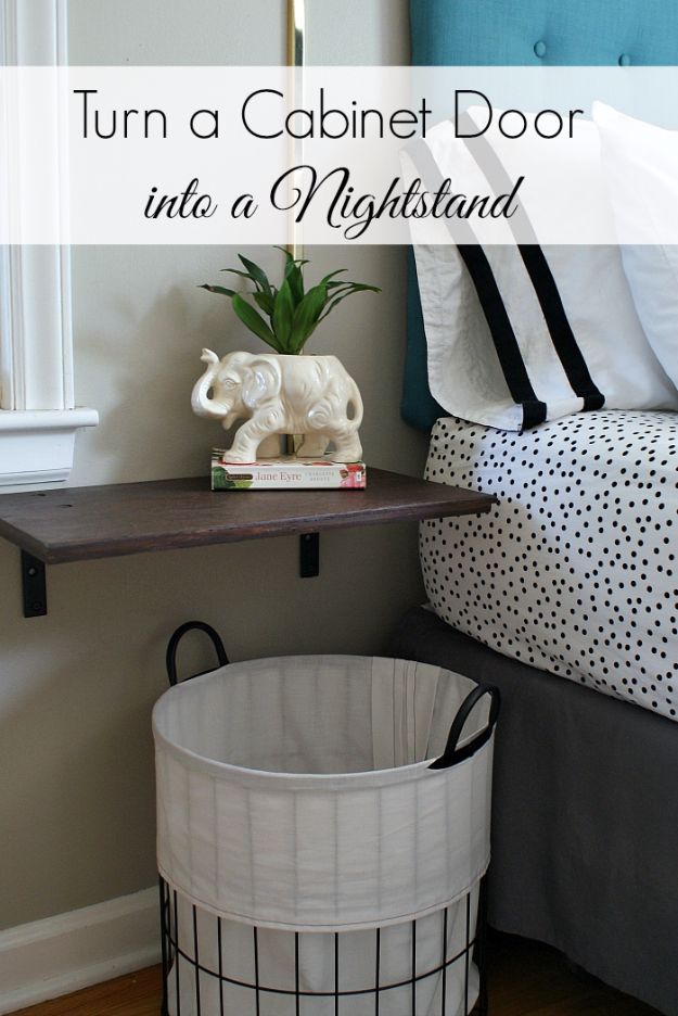 DIY Nightstands for the Bedroom - Turn A Cabinet Door Into A Nightstand - Easy Do It Yourself Bedside Tables and Furniture Project Ideas - Thrift Store Makeovers For Your Room and Bed Side Night Stand - Storage for Books and Remotes, Cute Shabby Chic and Vintage Decor - Step by Step Tutorials and Instructions http://diyjoy.com/diy-nightstands-bedroom