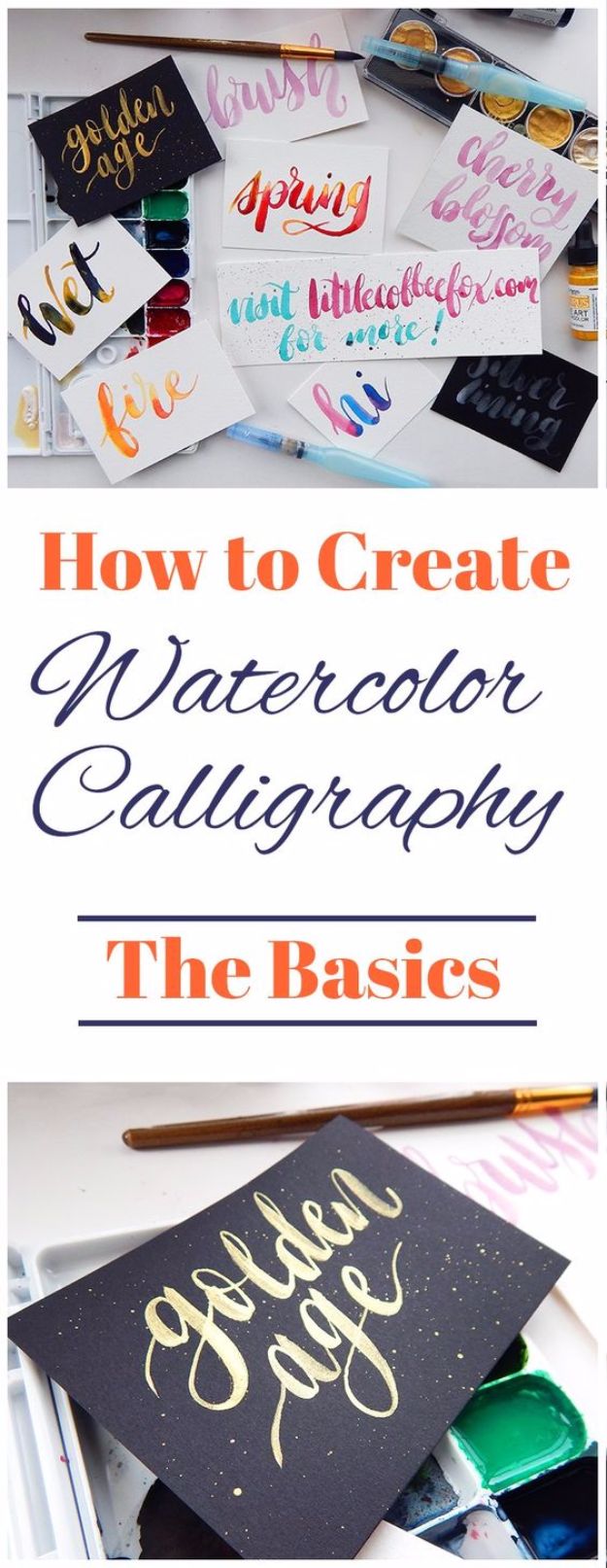 Brush Lettering Tutorials - Watercolor Calligraphy - Simple and Fun Calligraphy Tutorial Videos - How To Paint the Alphabet in Calligraphy Handwriting with Pens, Watercolors, Adobe Illustrator and Sharpie 