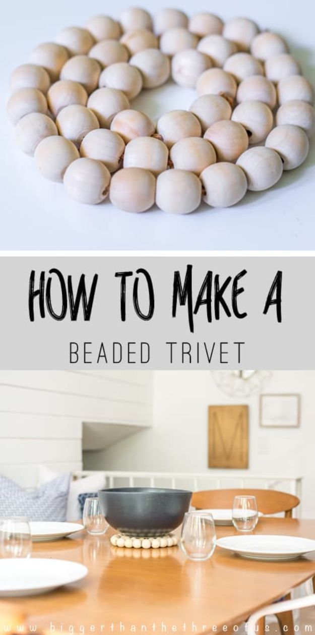 DIY Ideas With Beads - West Elm Inspired DIY Wood Trivet - Cool Crafts and Do It Yourself Ideas Made With Beads - Outdoor Windchimes, Indoor Wall Art, Cute and Easy DIY Gifts - Fun Projects for Kids, Adults and Teens - Bead Project Tutorials With Step by Step Instructions - Best Crafts To Make and Sell on Etsy 